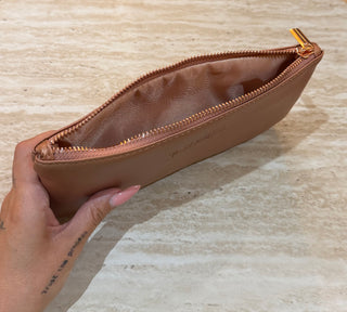 Small rose gold makeup pouch